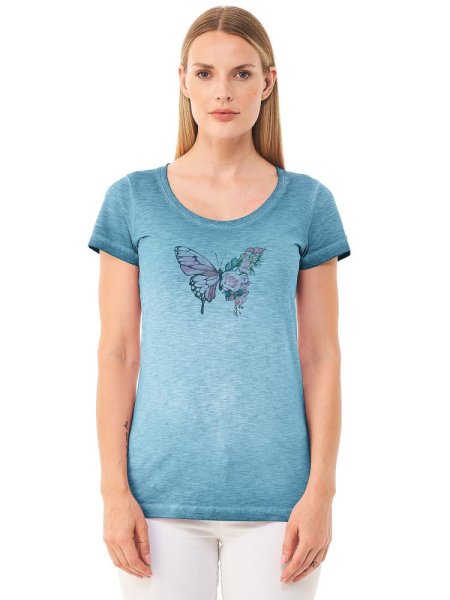 Organication T-Shirt Oberteil hellblau Schmetterling Gr.L Damen Kleidung Tops & T-Shirts T-Shirts Organication T-Shirts 